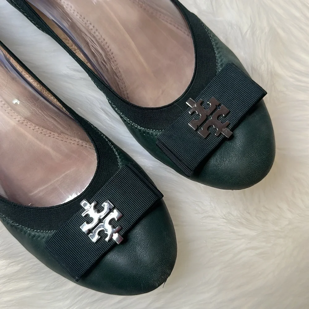 Tory Burch Dark Green Ballet Flats